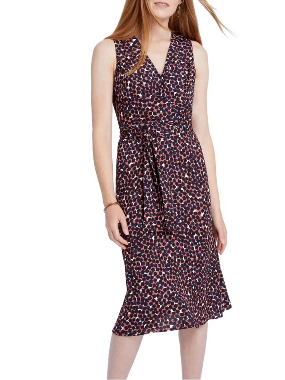 NIC Zoe Womens Multi V Neck belted wrap Party Cocktail Dress size 12